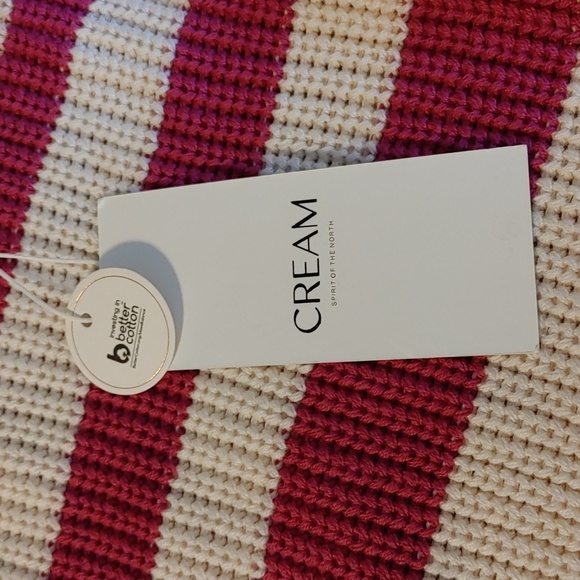 NWT CREAM MUKA FUCHSIA & IVORY STRIPE KNITTED PULLOVER SIZE SMALL - Picture 8 of 12